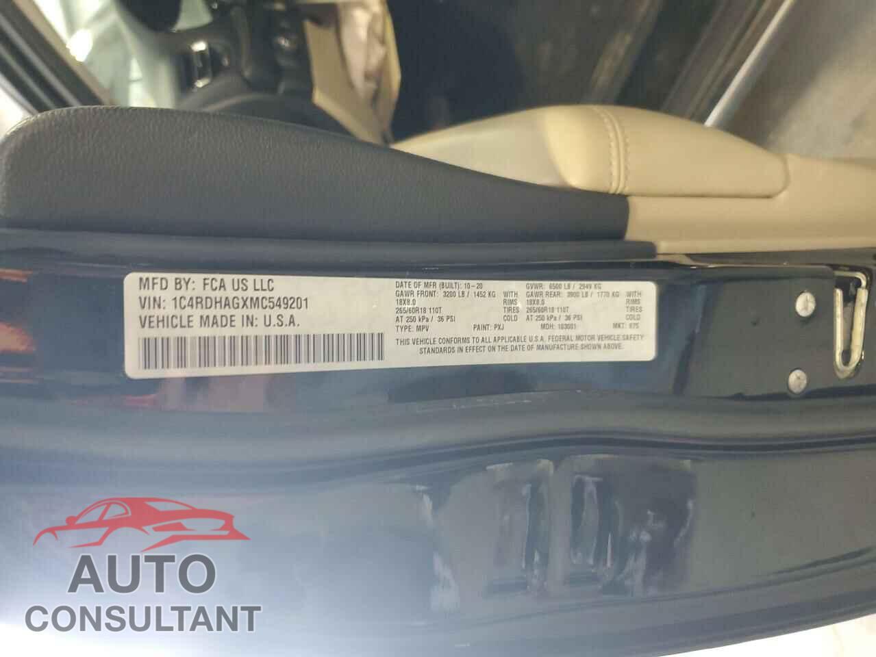 DODGE DURANGO 2021 - 1C4RDHAGXMC549201