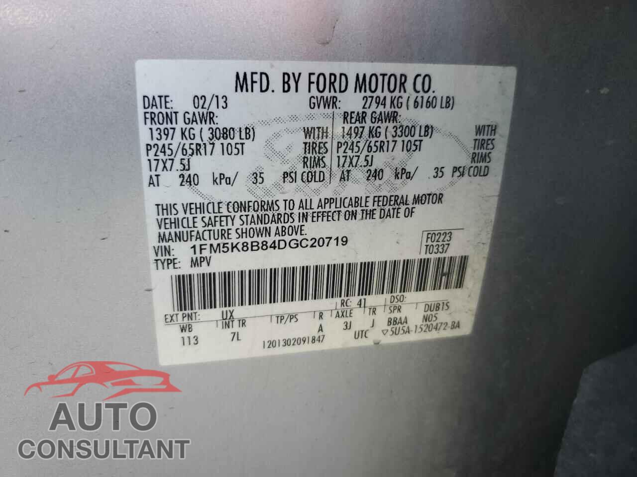 FORD EXPLORER 2013 - 1FM5K8B84DGC20719