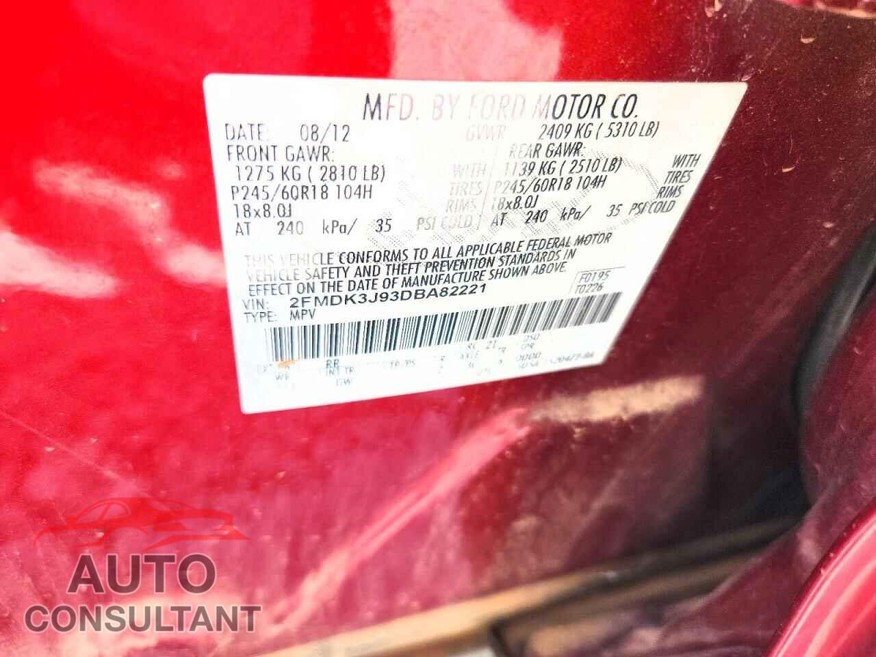 FORD EDGE 2013 - 2FMDK3J93DBA82221