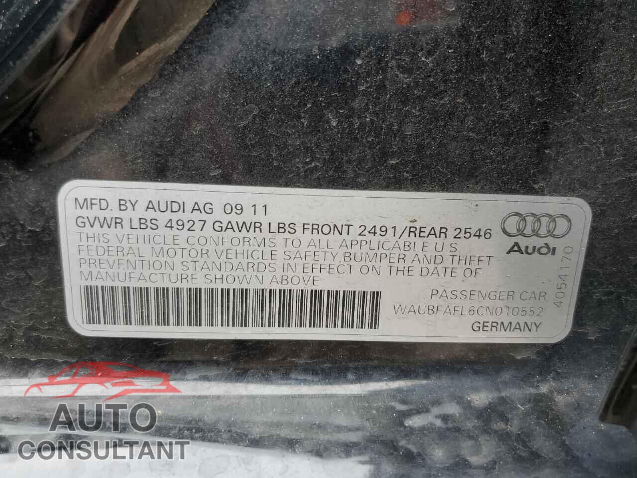 AUDI A4 2012 - WAUBFAFL6CN010552