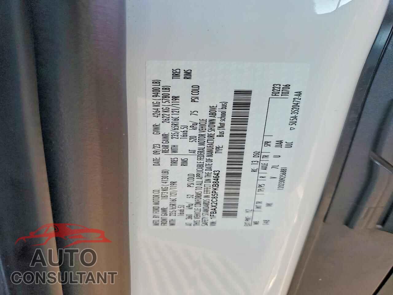 FORD TRANSIT 2023 - 1FBAX2C85PKB84643