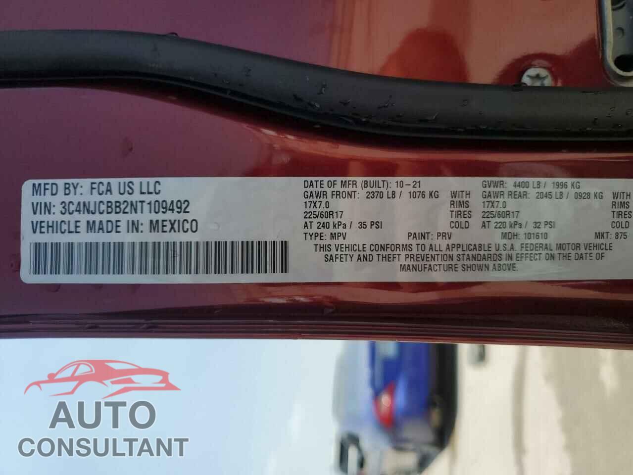 JEEP COMPASS 2022 - 3C4NJCBB2NT109492