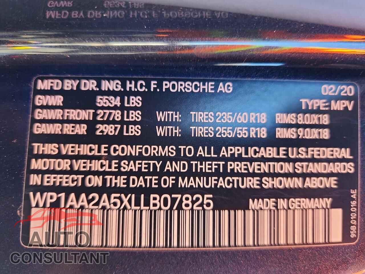 PORSCHE MACAN 2020 - WP1AA2A5XLLB07825