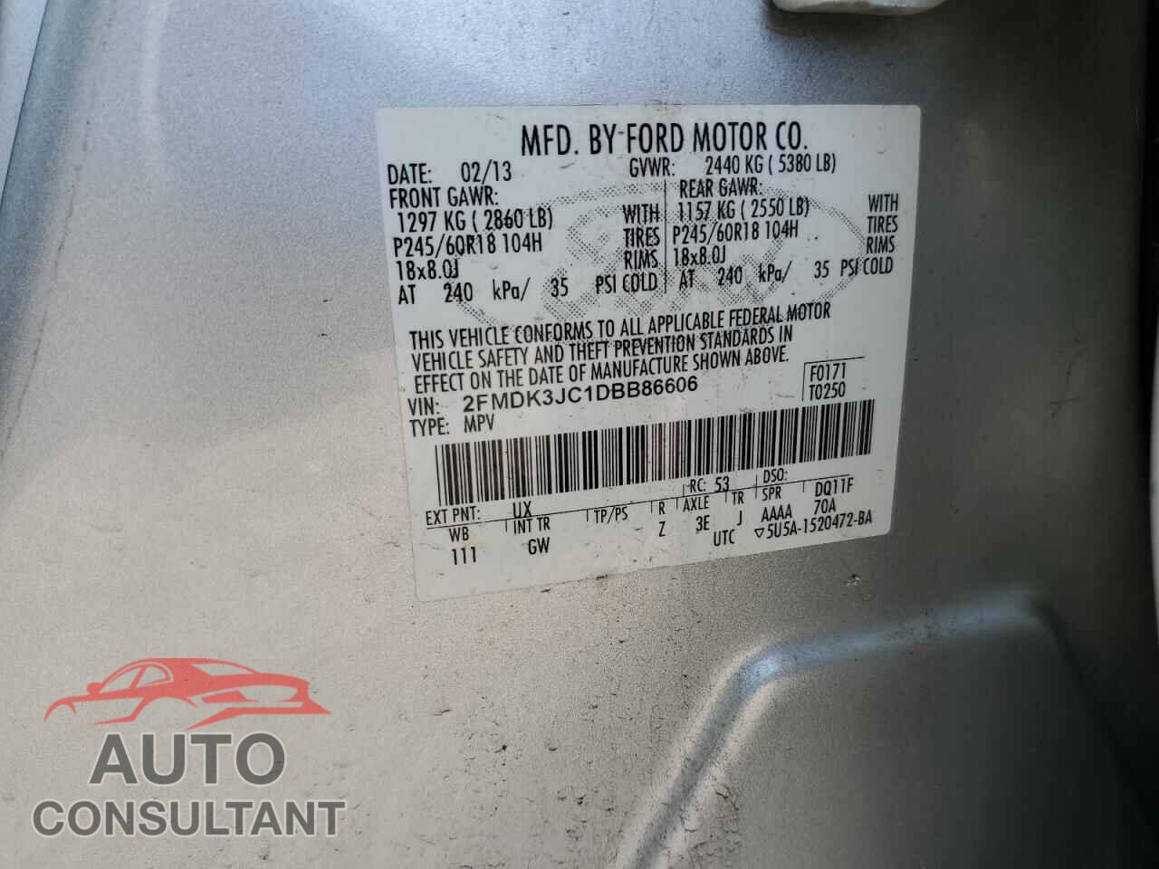 FORD EDGE 2013 - 2FMDK3JC1DBB86606