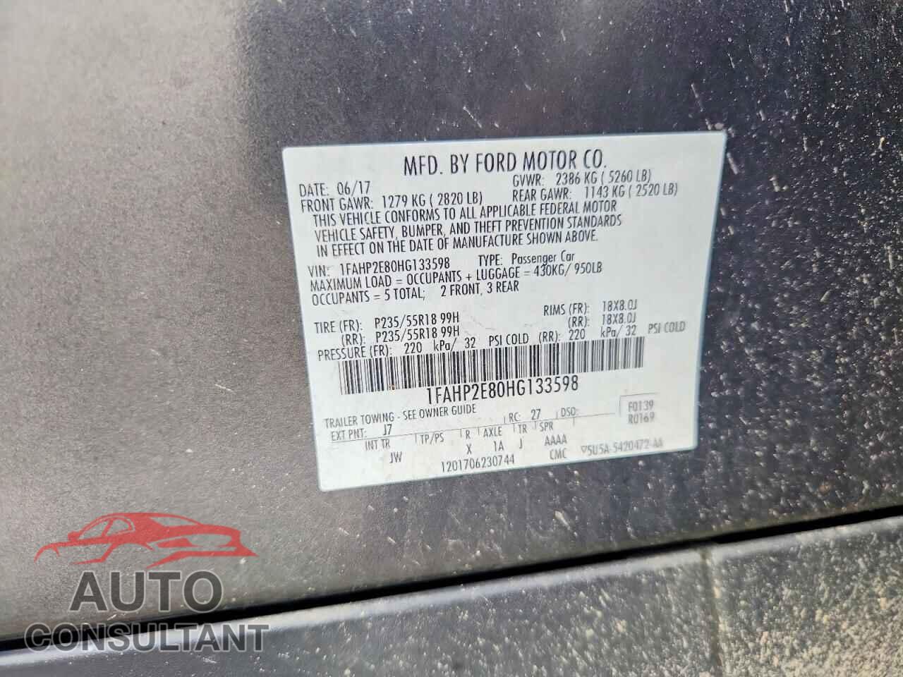 FORD TAURUS 2017 - 1FAHP2E80HG133598