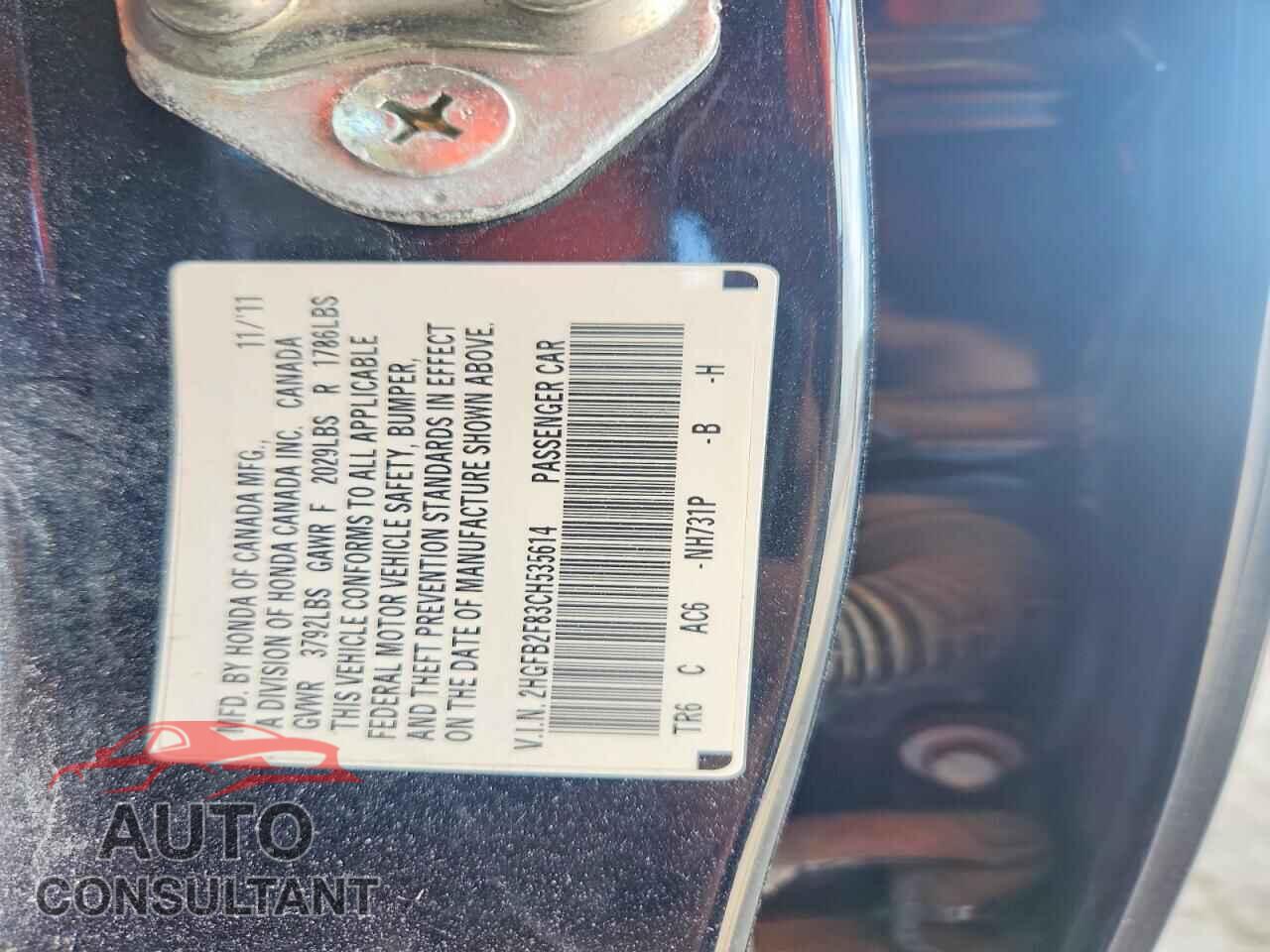 HONDA CIVIC 2012 - 2HGFB2F83CH535614
