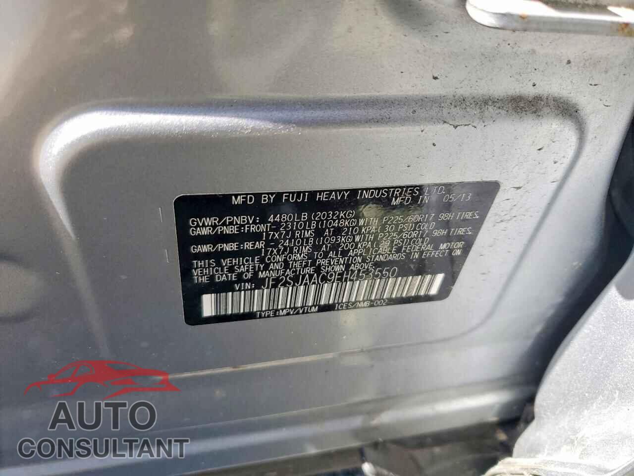 SUBARU FORESTER 2014 - JF2SJAAC9EH453550