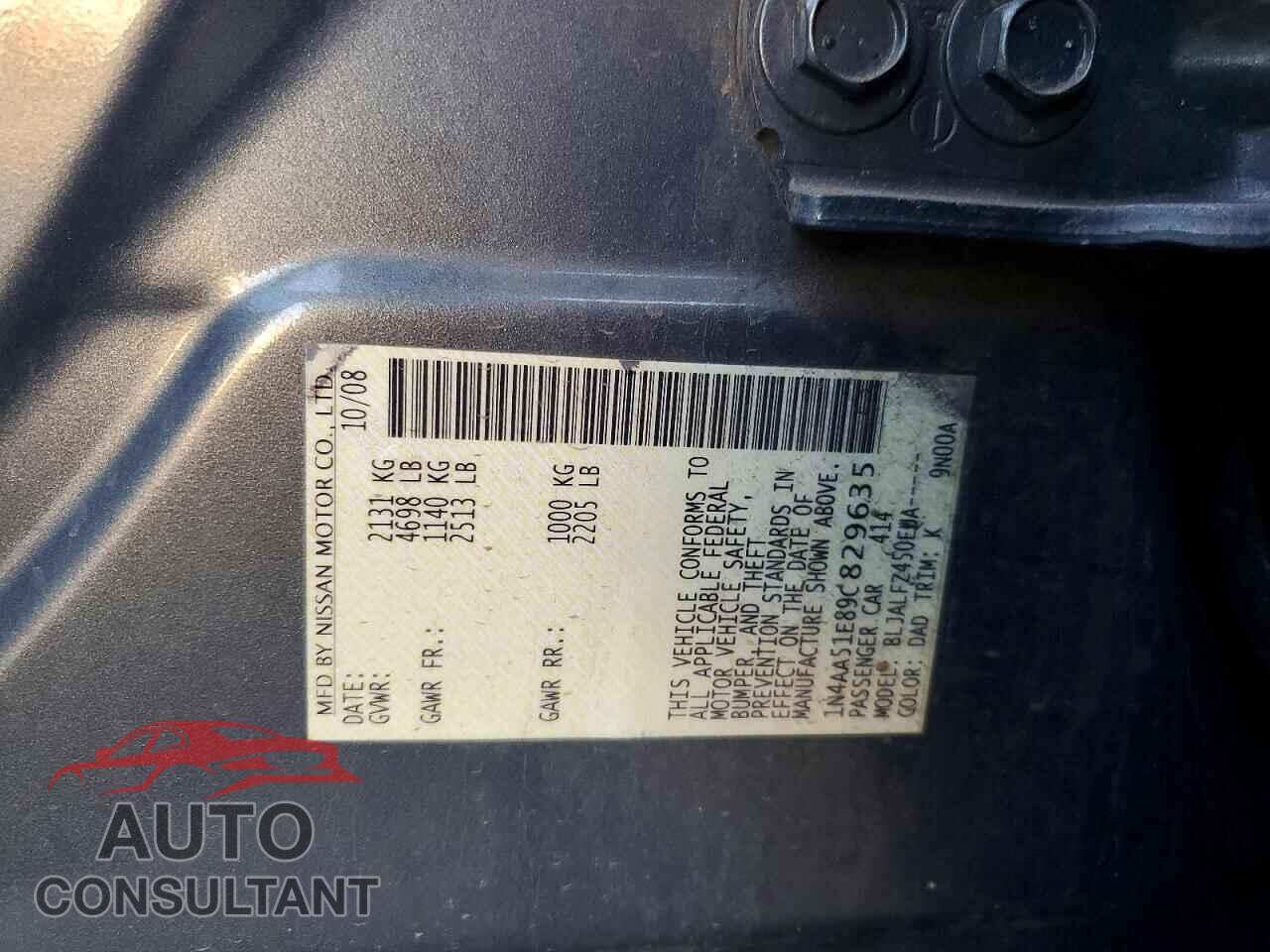 NISSAN MAXIMA 2009 - 1N4AA51E89C829635