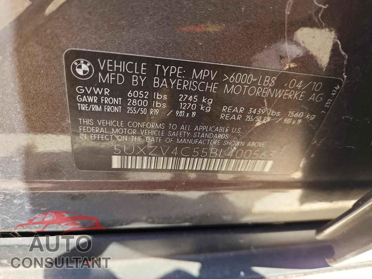 BMW X5 2011 - 5UXZV4C55BL400563