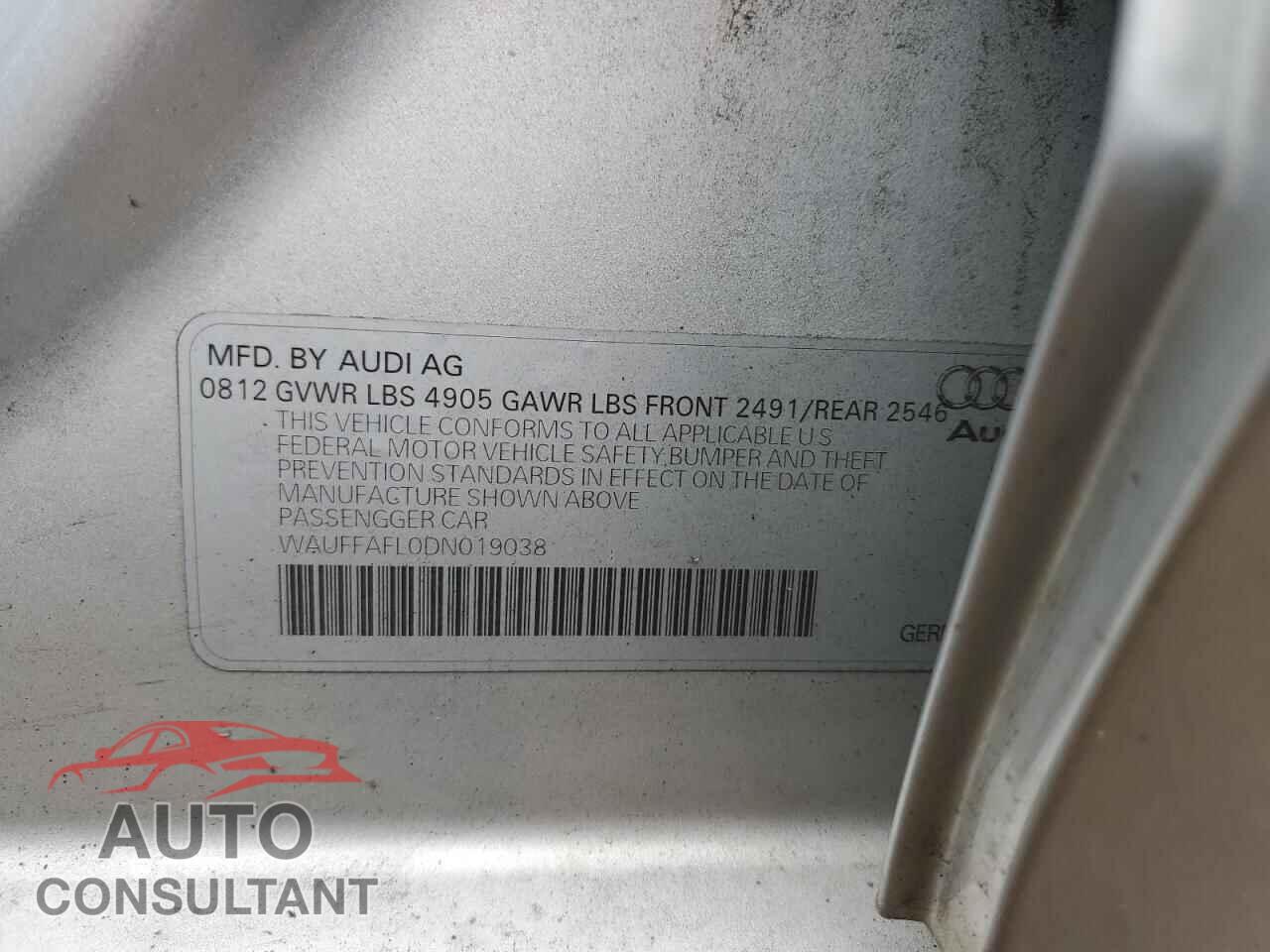 AUDI A4 2013 - WAUFFAFL0DN019038