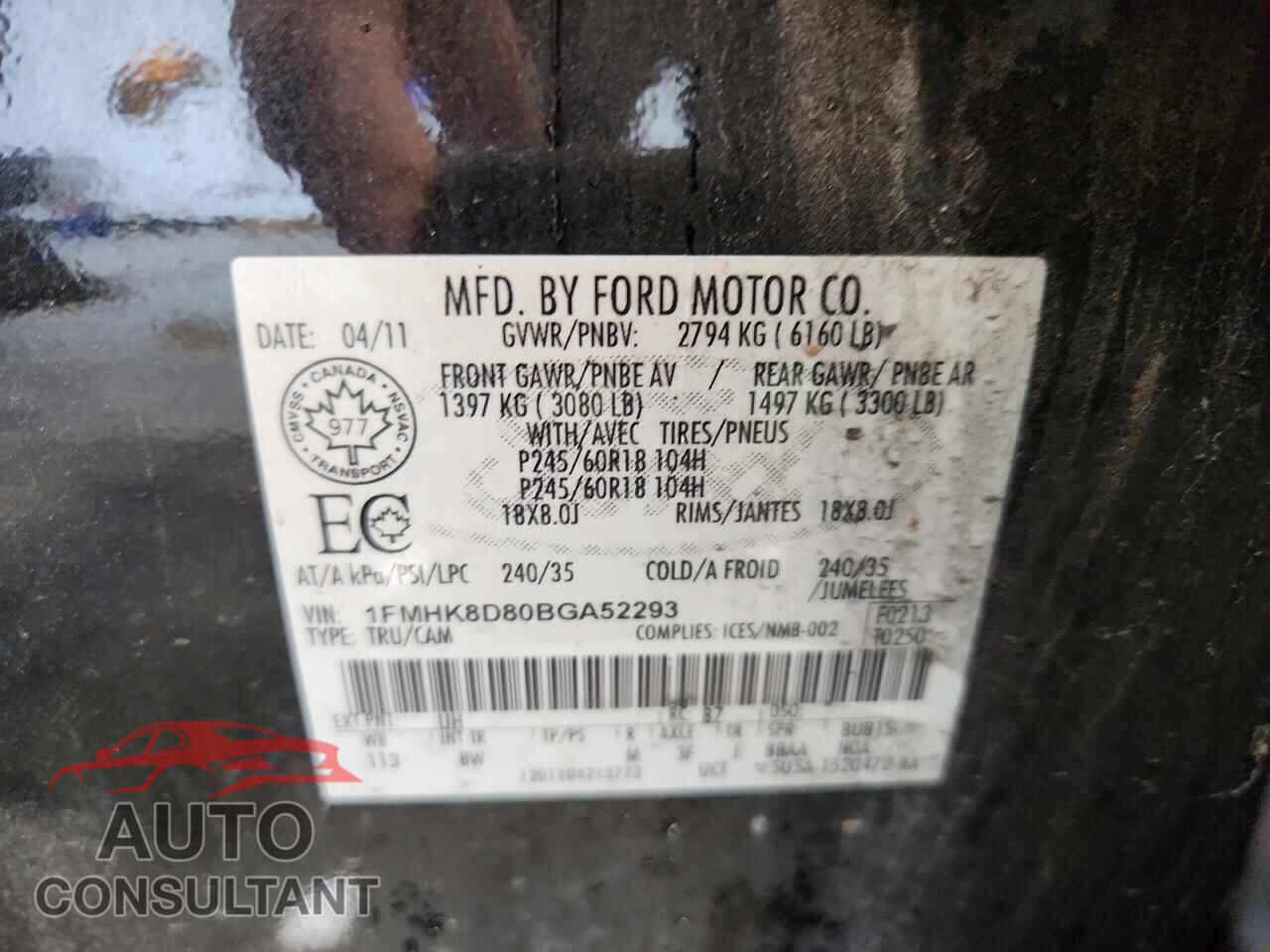 FORD EXPLORER 2011 - 1FMHK8D80BGA52293