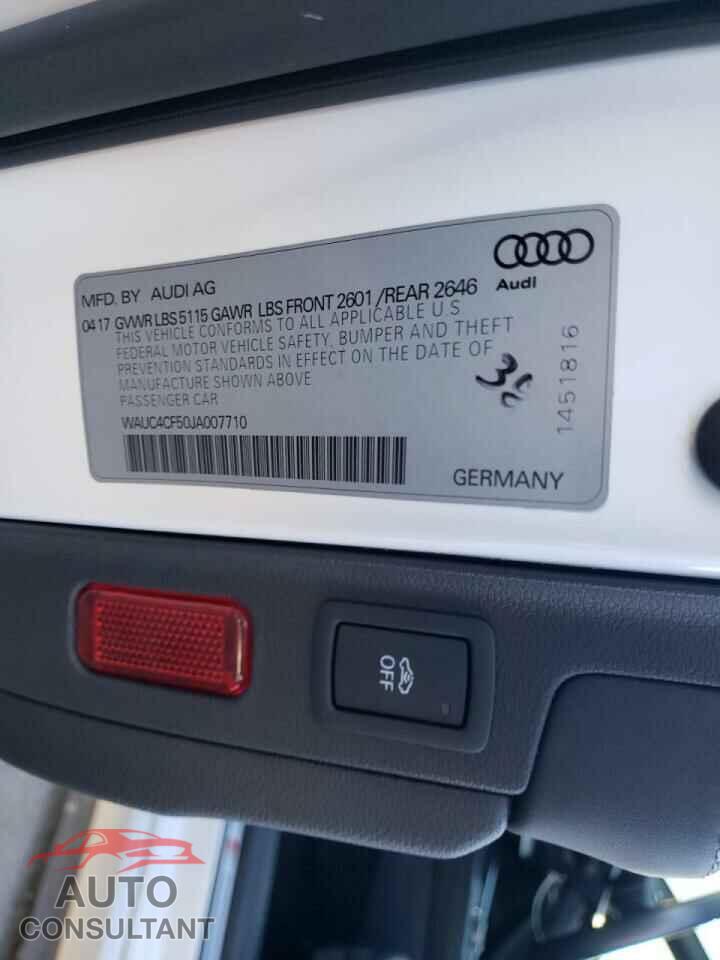 AUDI S5/RS5 2018 - WAUC4CF50JA007710