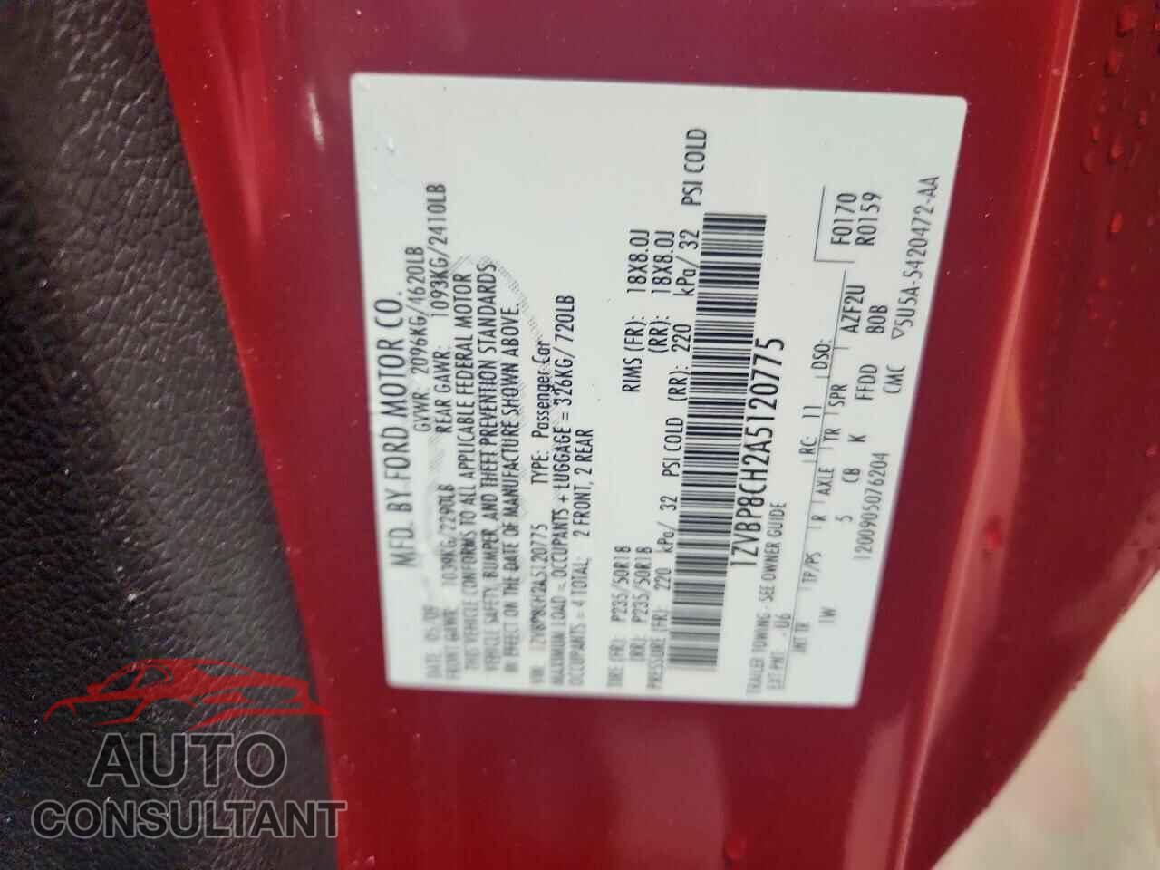 FORD MUSTANG 2010 - 1ZVBP8CH2A5120775