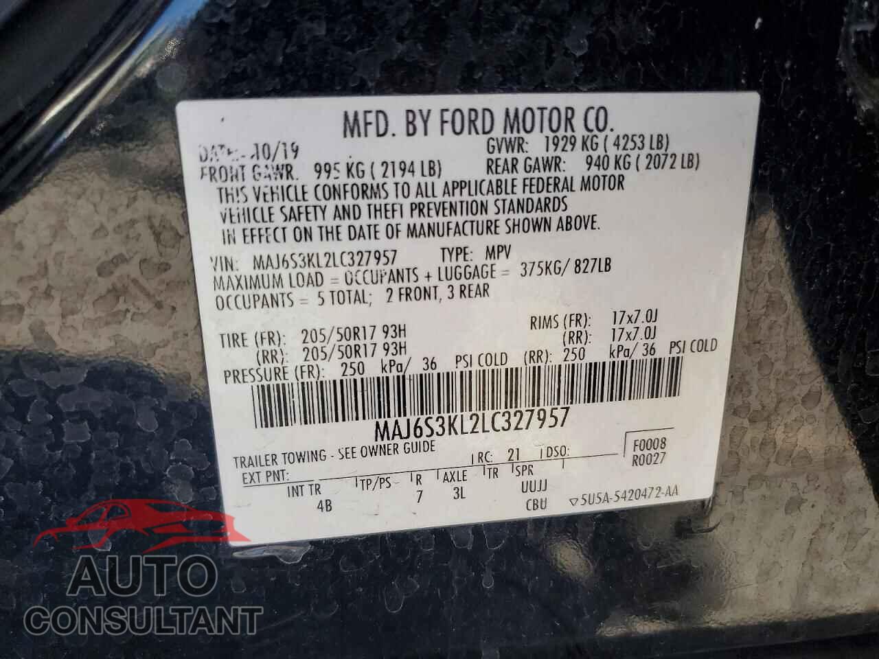 FORD ECOSPORT 2020 - MAJ6S3KL2LC327957
