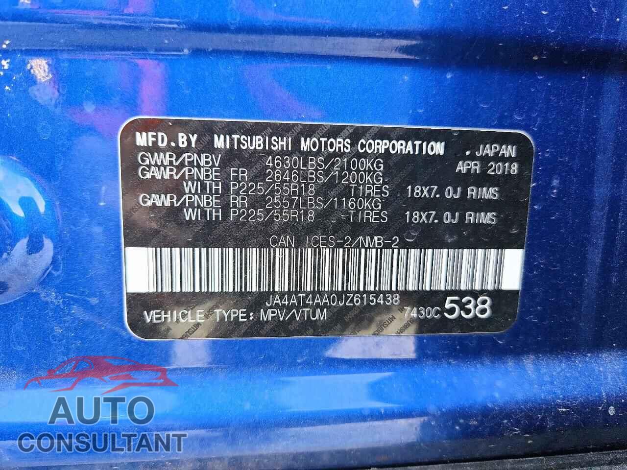 MITSUBISHI ECLIPSE 2018 - JA4AT4AA0JZ615438