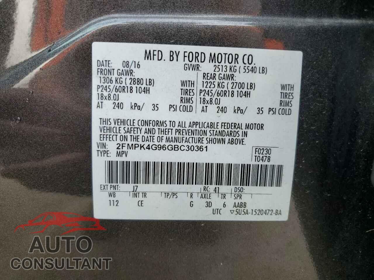 FORD EDGE 2016 - 2FMPK4G96GBC30361