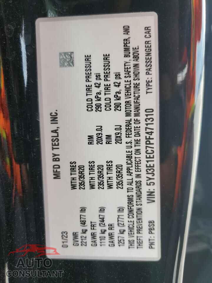 TESLA MODEL 3 2023 - 5YJ3E1EC7PF471310