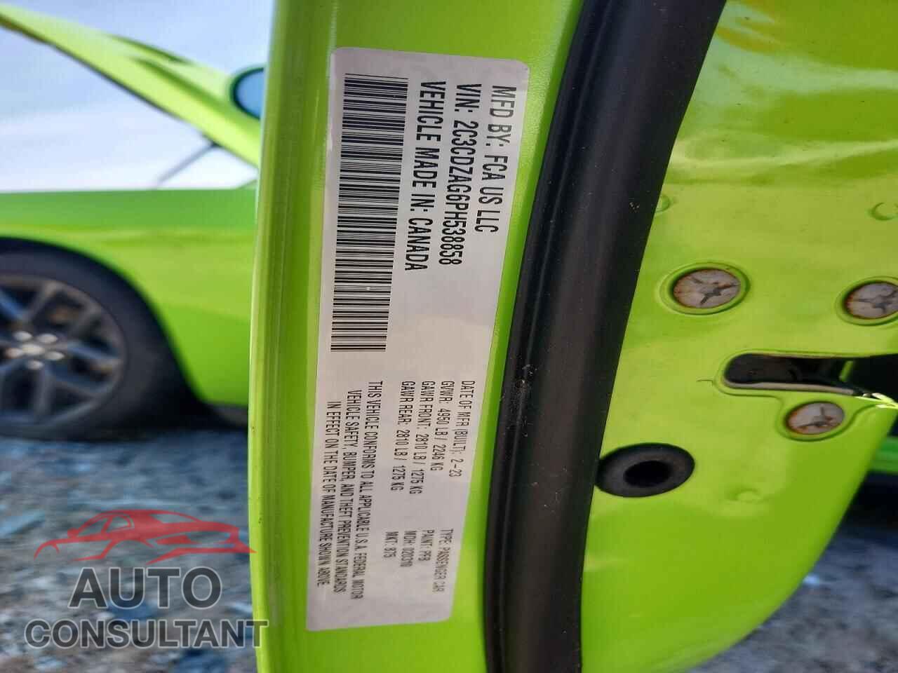 DODGE CHALLENGER 2023 - 2C3CDZAG6PH538858