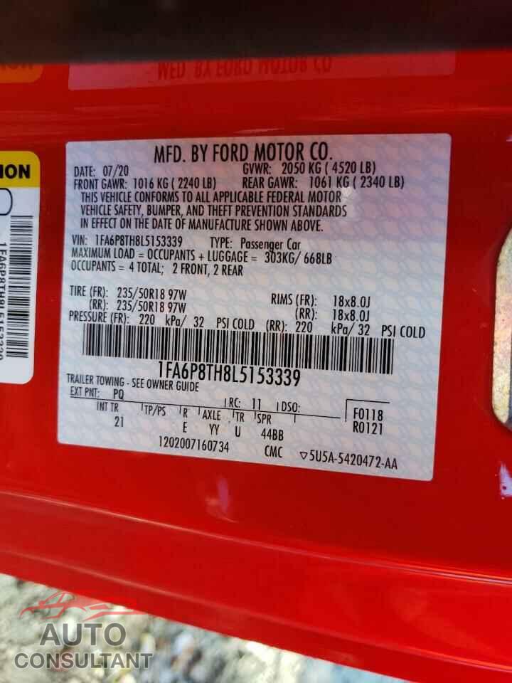 FORD MUSTANG 2020 - 1FA6P8TH8L5153339