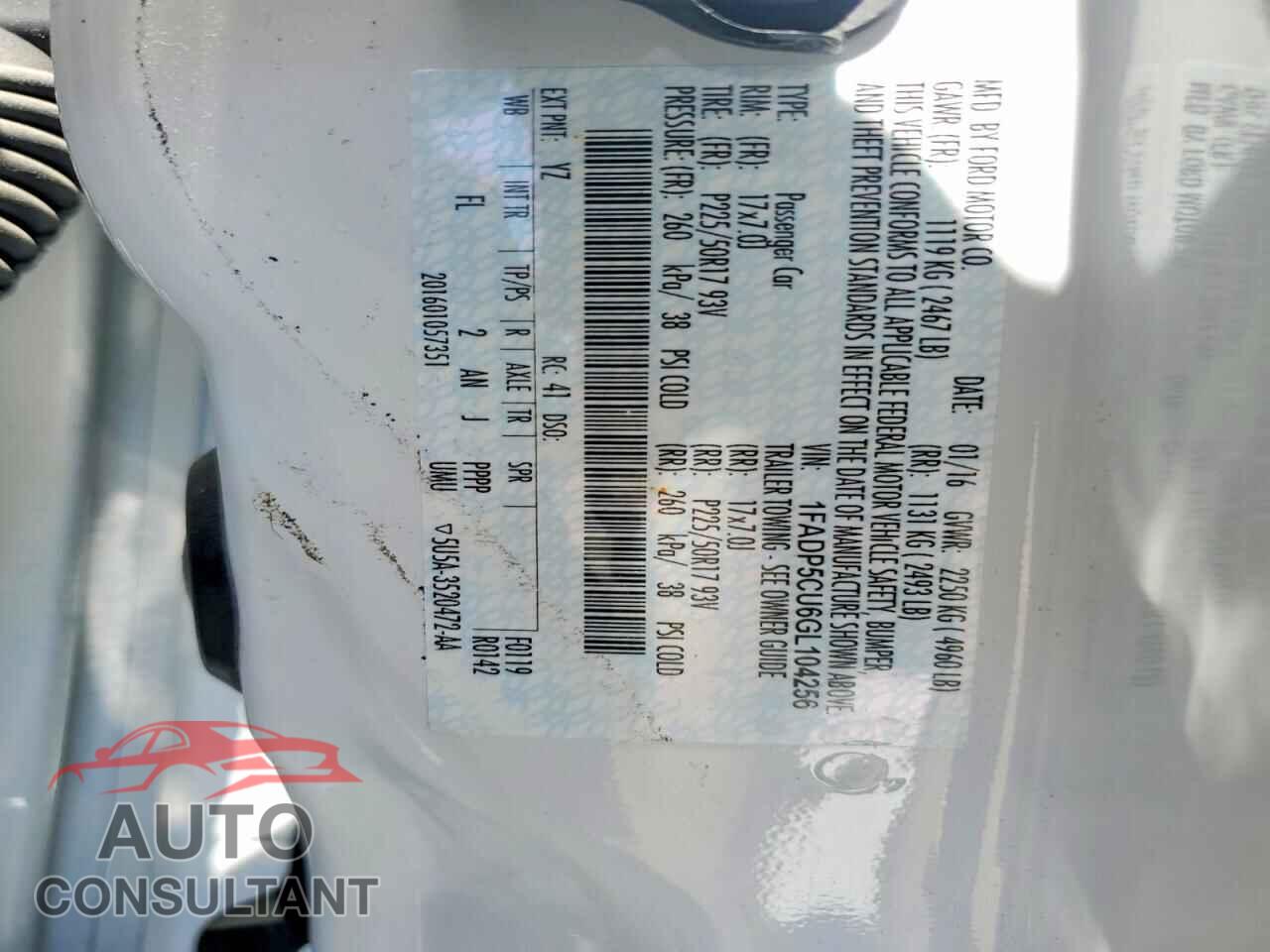 FORD CMAX 2016 - 1FADP5CU6GL104256