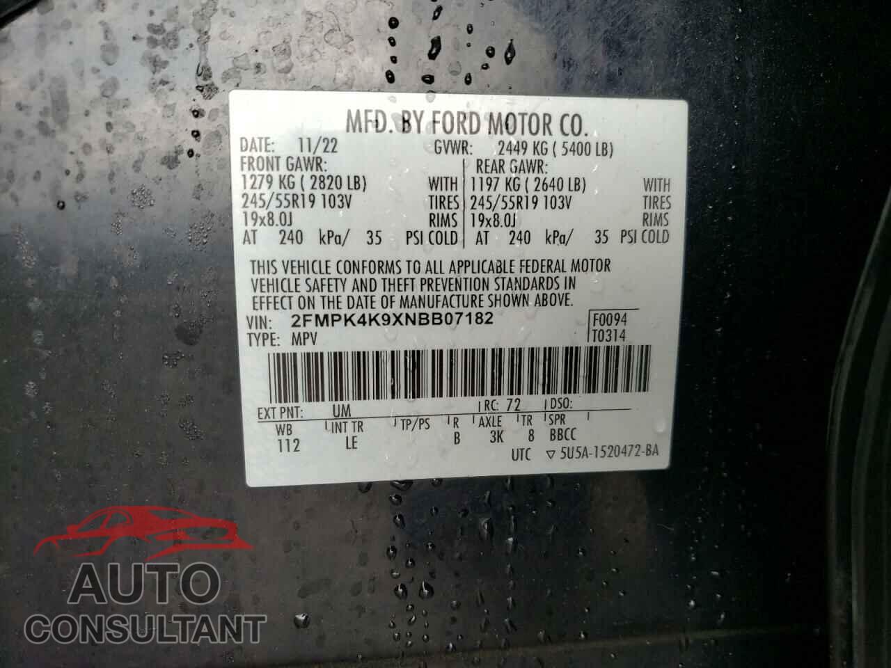FORD EDGE 2022 - 2FMPK4K9XNBB07182