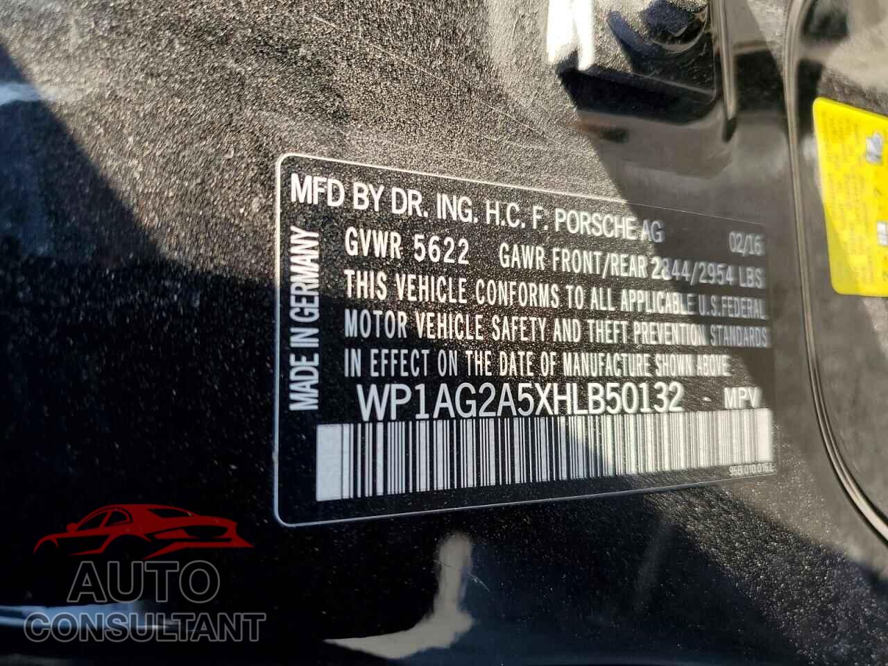 PORSCHE MACAN 2017 - WP1AG2A5XHLB50132