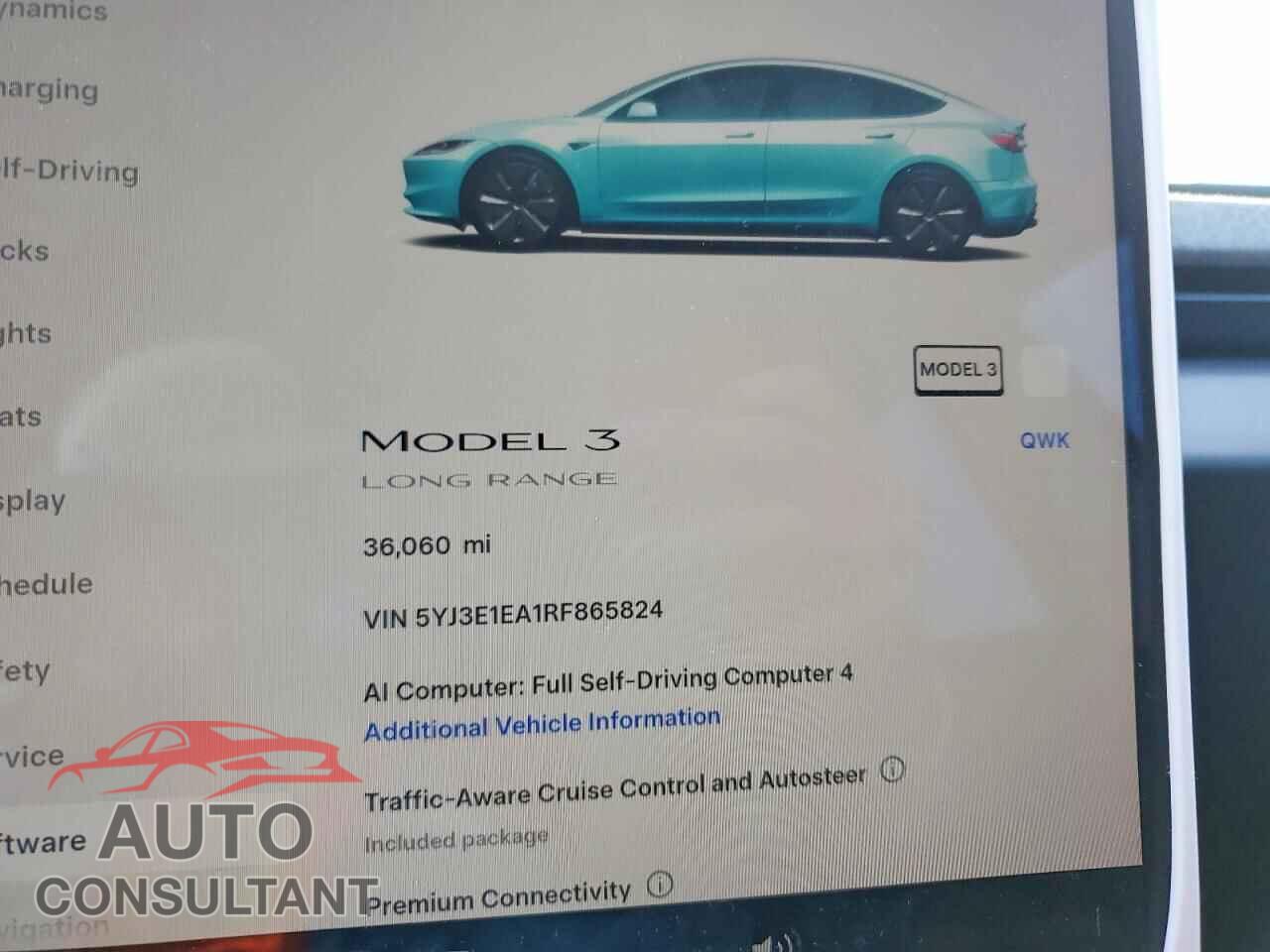 TESLA MODEL 3 2024 - 5YJ3E1EA1RF865824