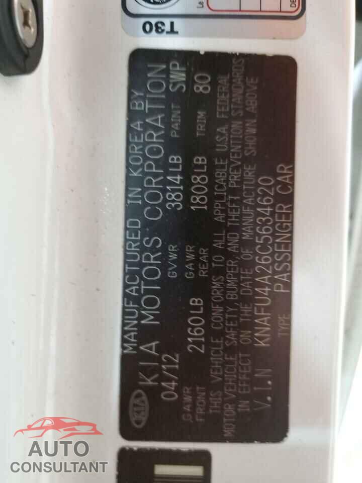 KIA FORTE 2012 - KNAFU4A26C5634620