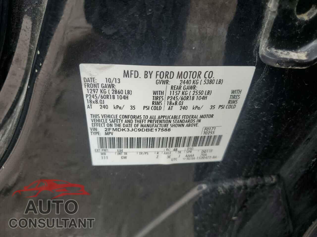 FORD EDGE 2013 - 2FMDK3JC9DBE17588