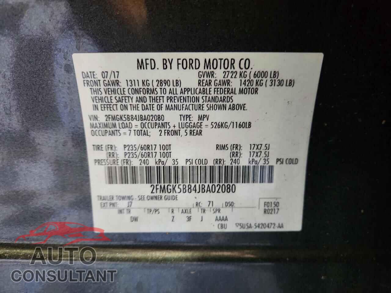 FORD FLEX 2018 - 2FMGK5B84JBA02080