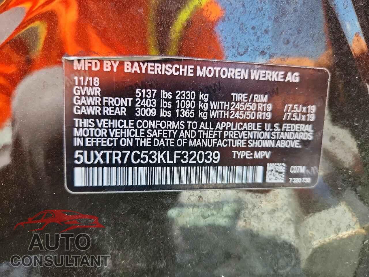 BMW X3 2019 - 5UXTR7C53KLF32039