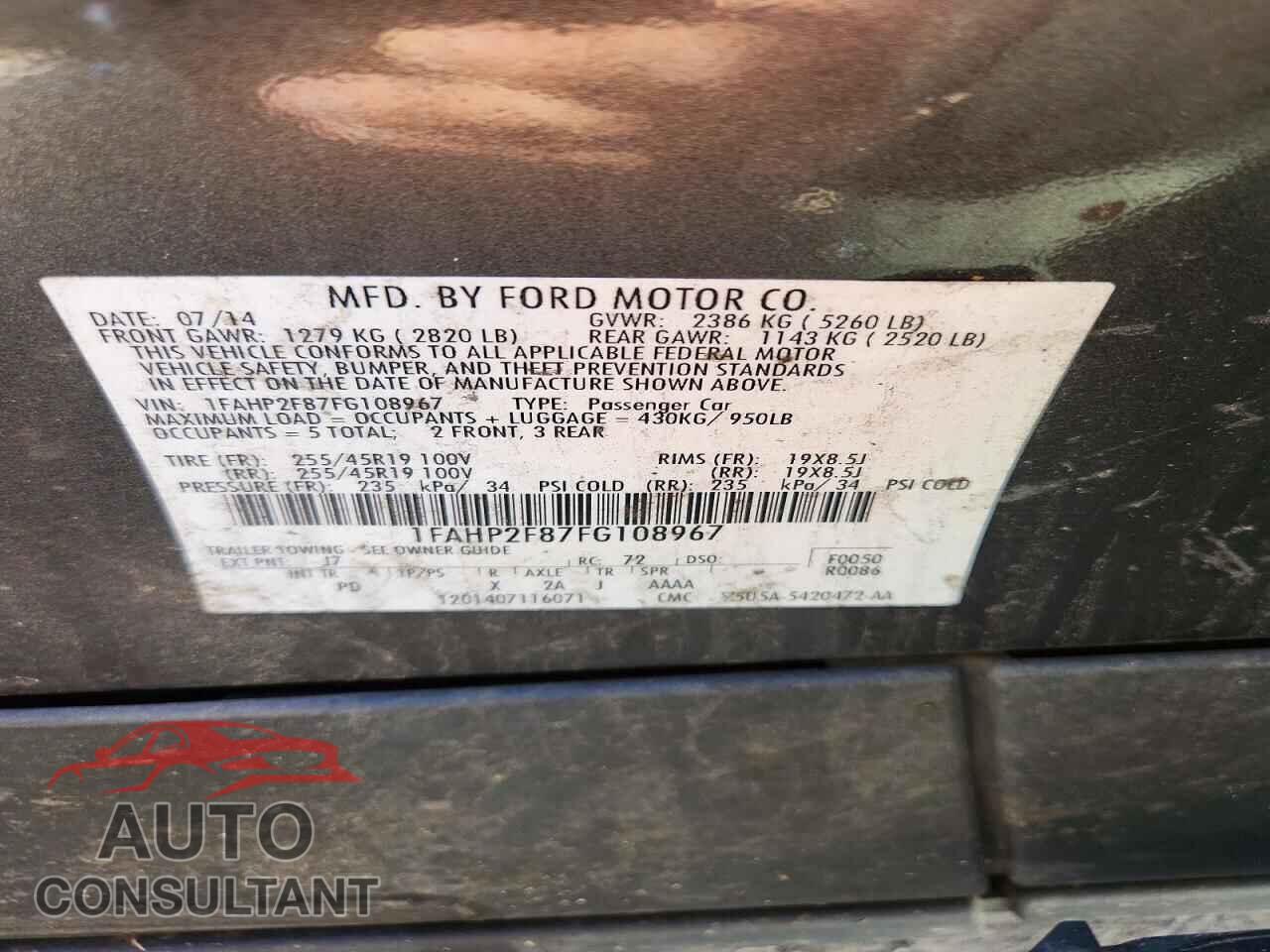 FORD TAURUS 2015 - 1FAHP2F87FG108967