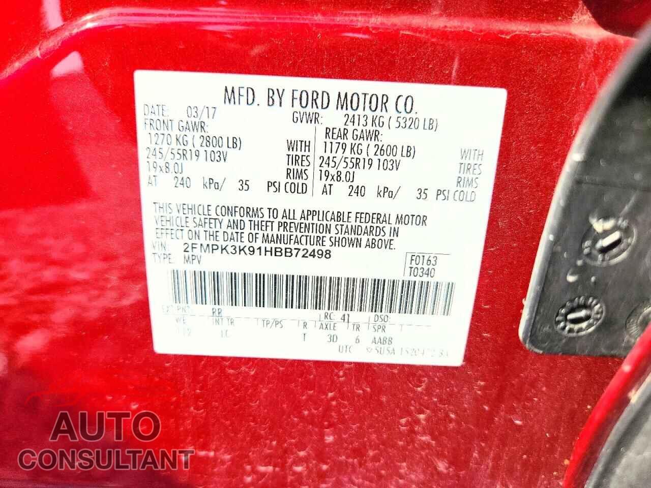 FORD EDGE 2017 - 2FMPK3K91HBB72498