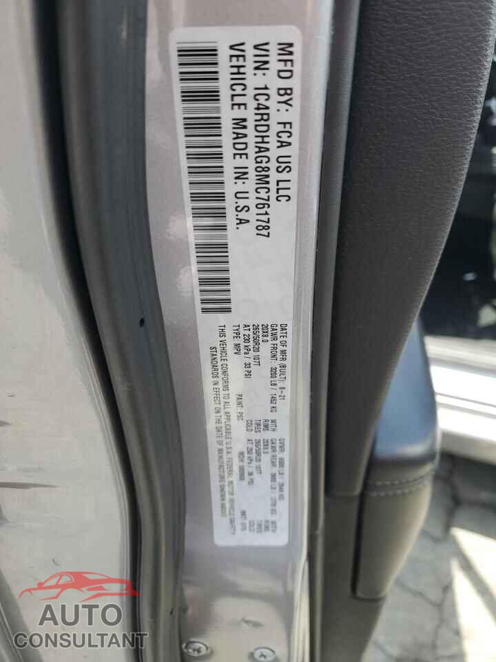 DODGE DURANGO 2021 - 1C4RDHAG8MC761787