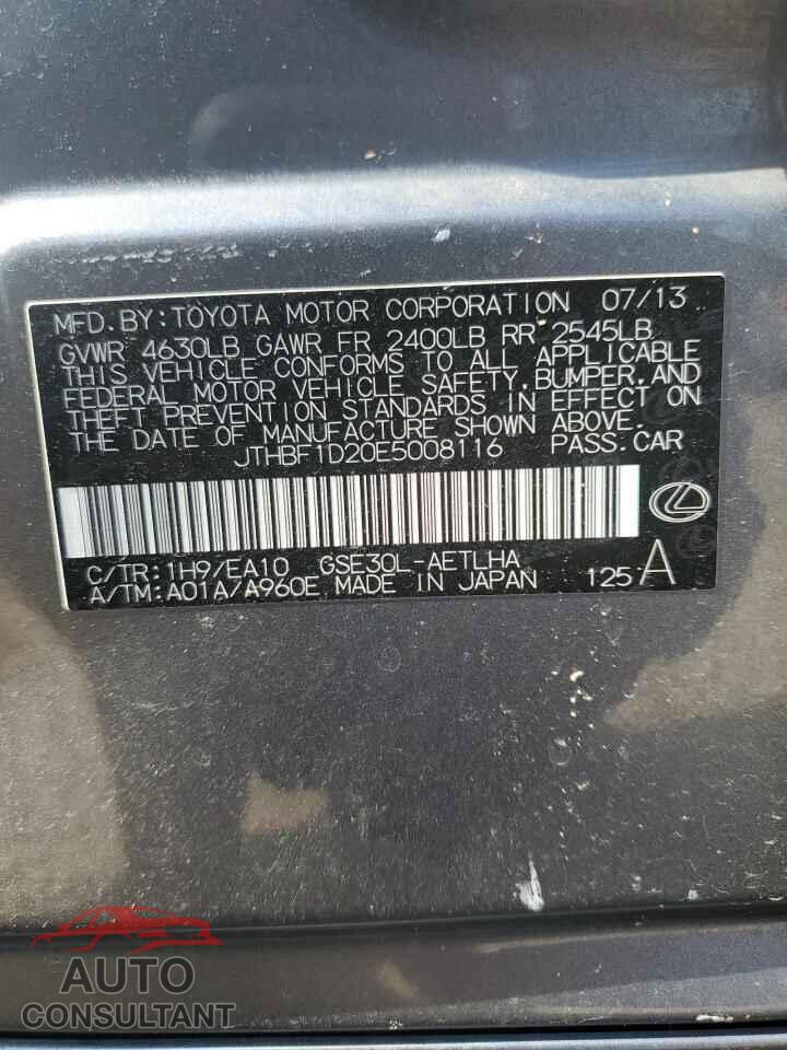 LEXUS IS 2014 - JTHBF1D20E5008116