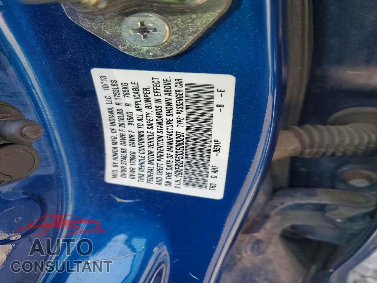 HONDA CIVIC 2013 - 19XFB2F53DE088297