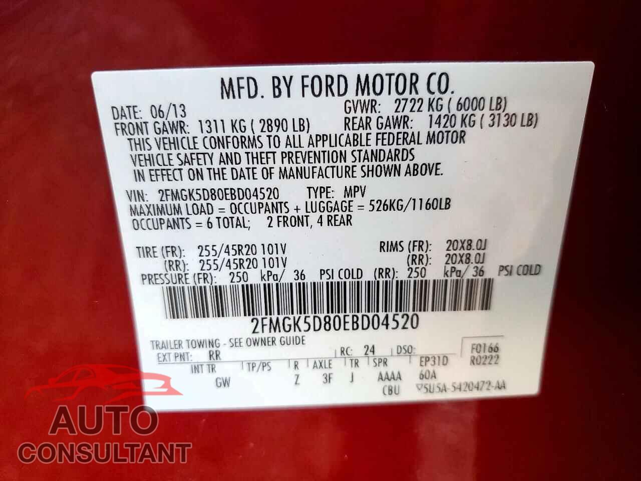 FORD FLEX 2014 - 2FMGK5D80EBD04520