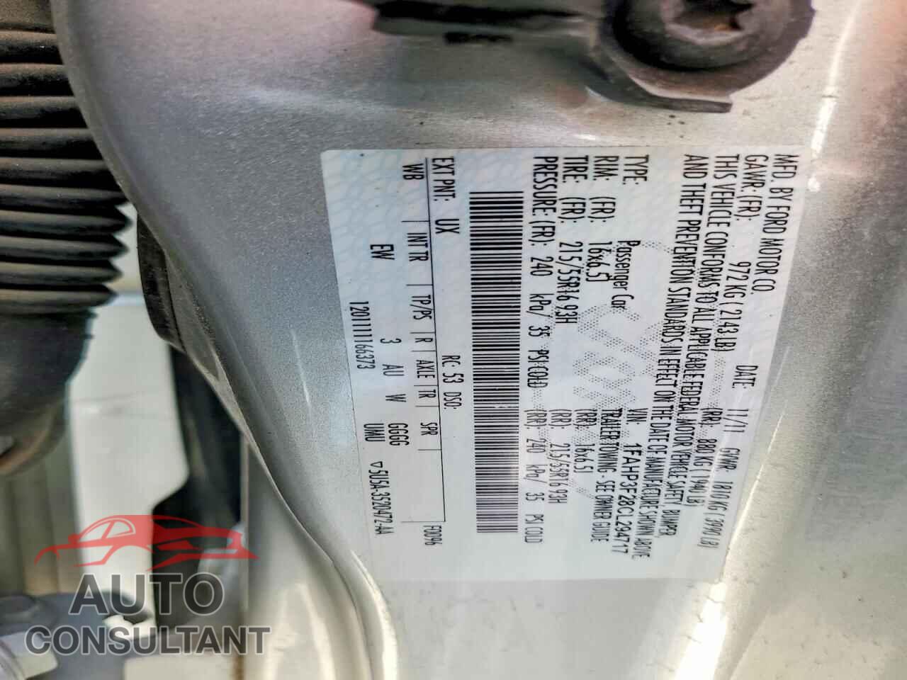FORD FOCUS 2012 - 1FAHP3F28CL294717