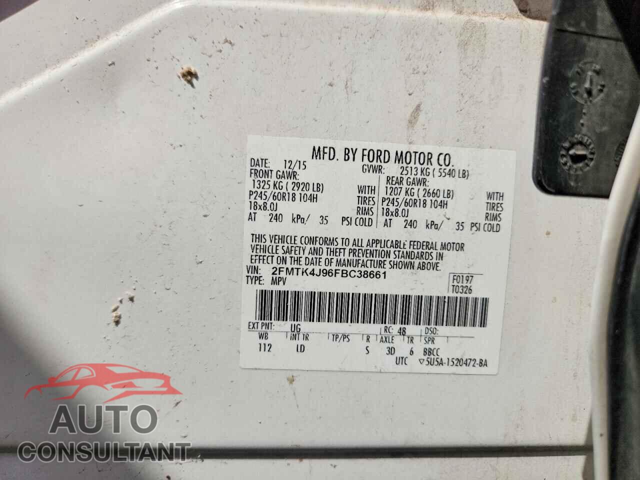 FORD EDGE SEL 2015 - 2FMTK4J96FBC38661