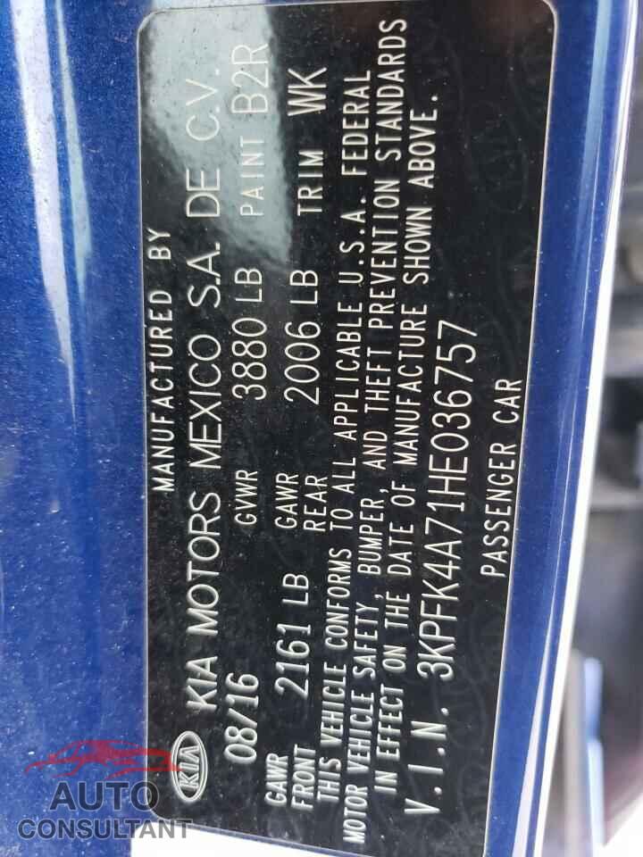 KIA FORTE 2017 - 3KPFK4A71HE036757