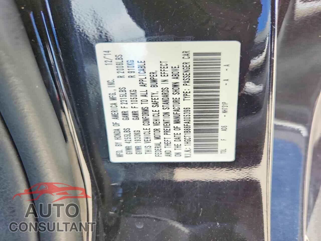 HONDA ACCORD 2015 - 1HGCT1B86FA005396