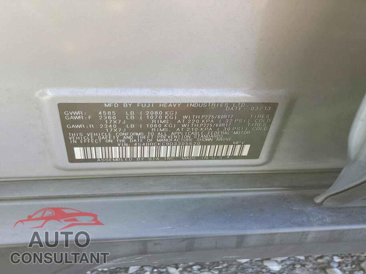 SUBARU OUTBACK 2013 - 4S4BRCKC9D3305620