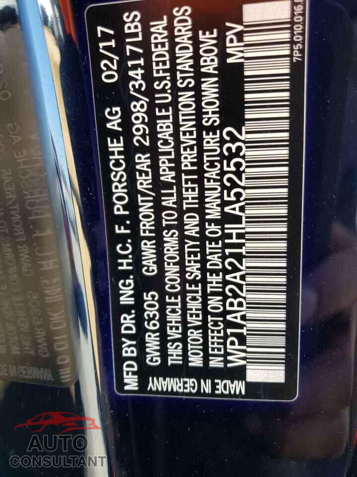 PORSCHE CAYENNE 2017 - WP1AB2A21HLA52532