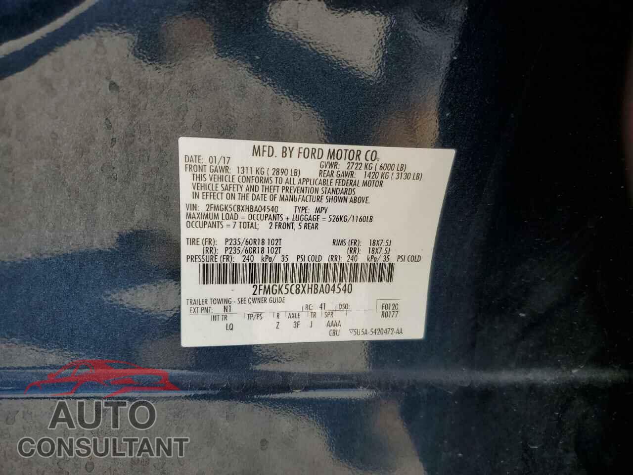 FORD FLEX 2017 - 2FMGK5C8XHBA04540