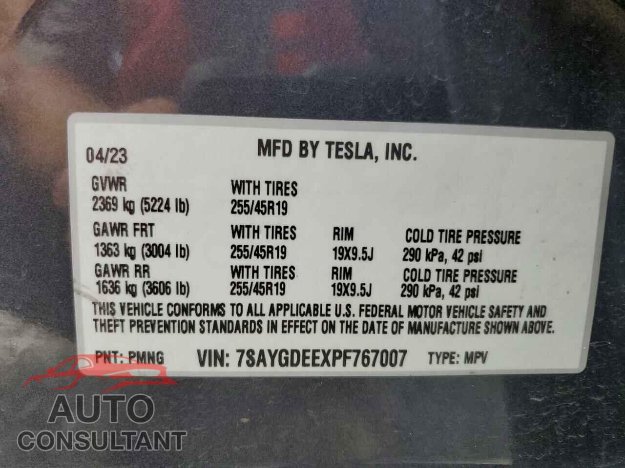 TESLA MODEL Y 2023 - 7SAYGDEEXPF767007