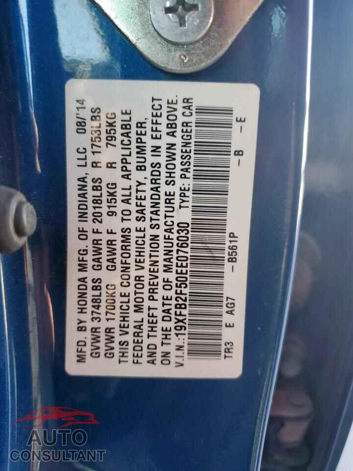 HONDA CIVIC 2014 - 19XFB2F50EE076030
