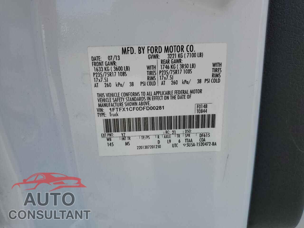 FORD F-150 2013 - 1FTFX1CF0DFD00281