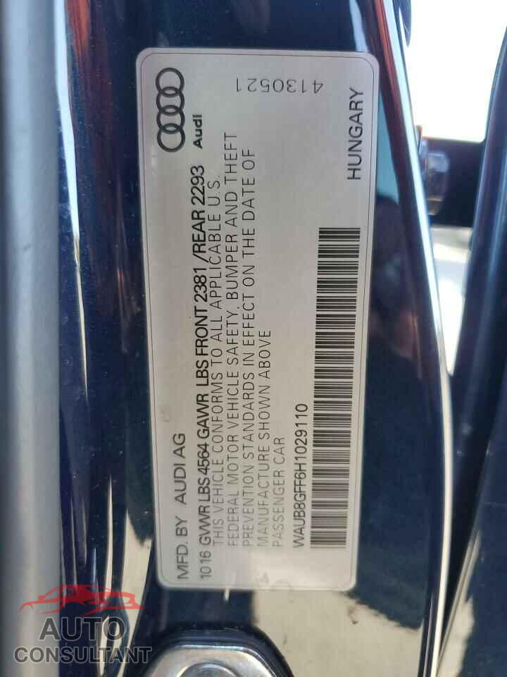 AUDI A3 2017 - WAUB8GFF6H1029110