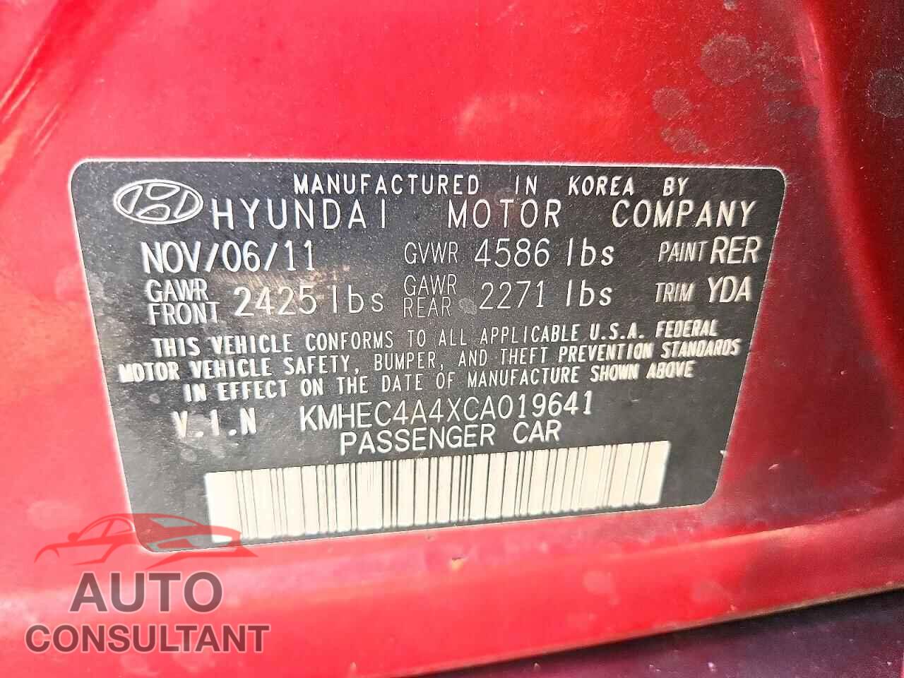 HYUNDAI SONATA 2012 - KMHEC4A4XCA019641