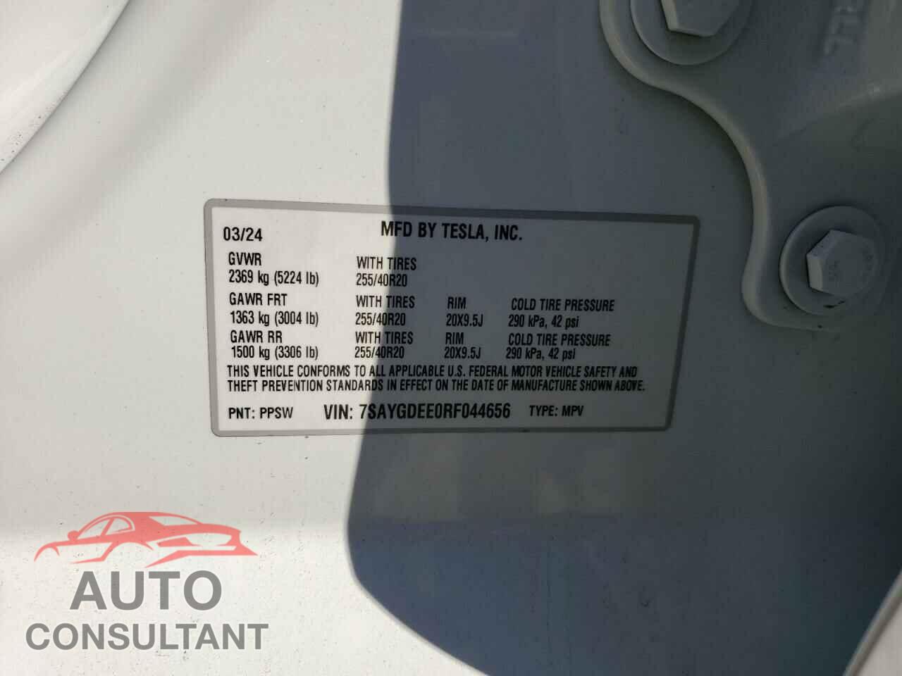 TESLA MODEL Y 2024 - 7SAYGDEE0RF044656